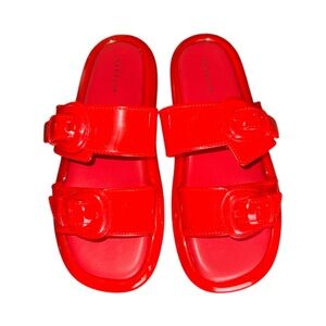Cecelia New York Jump Jelly Buckle Slide Sandal In Red Size 9 New without Box